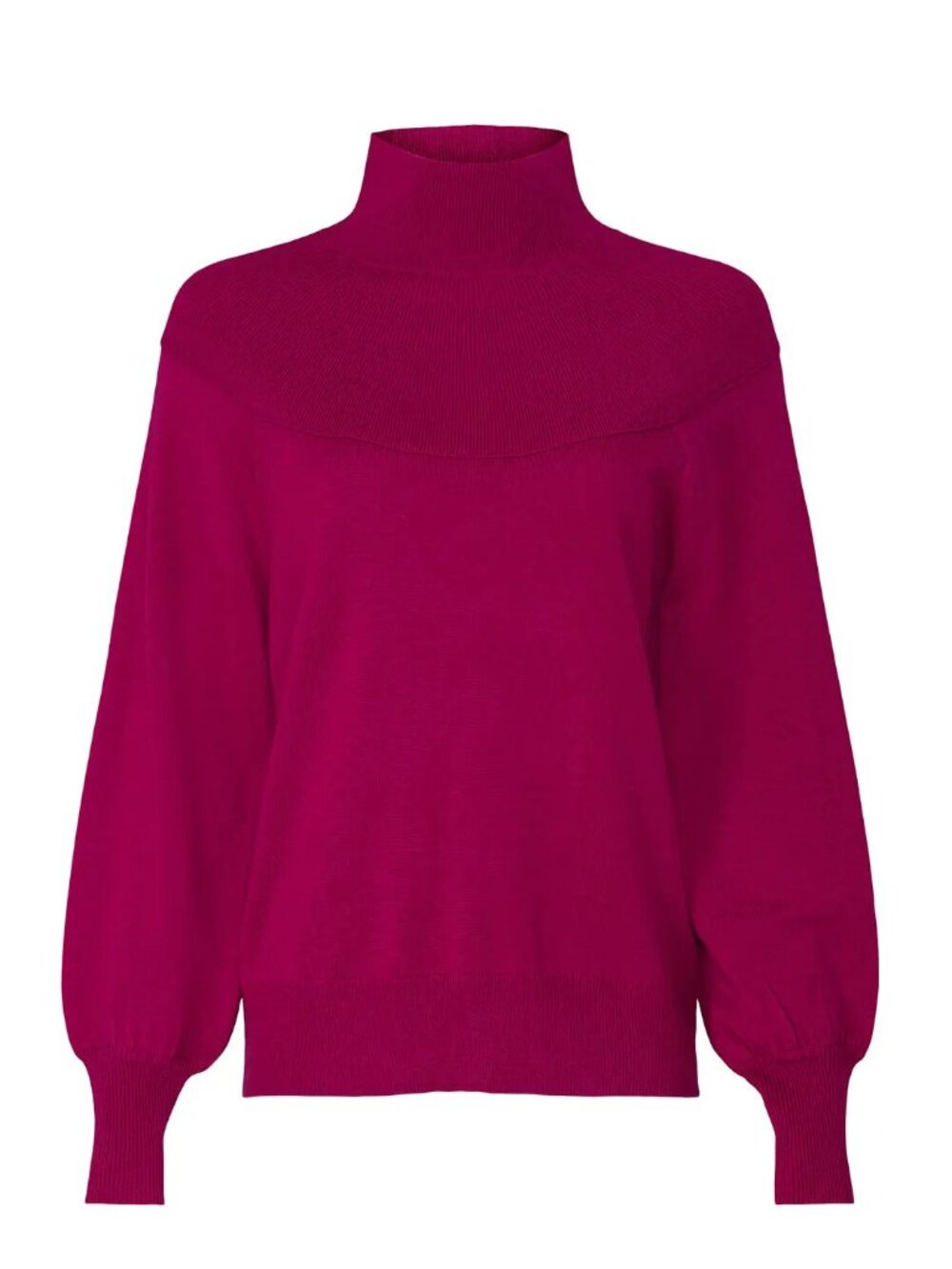 Louna Ribbed High Neck Fuchsia Pink Sweater
